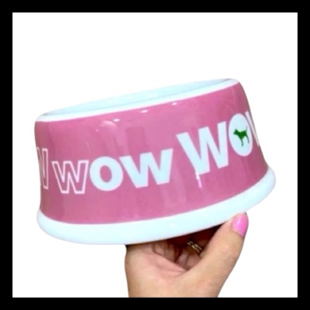 Victoria's Secret Pink Vintage Rare HTF Ceramic Hearts Dog Bow Wow Dog Bowl Dish